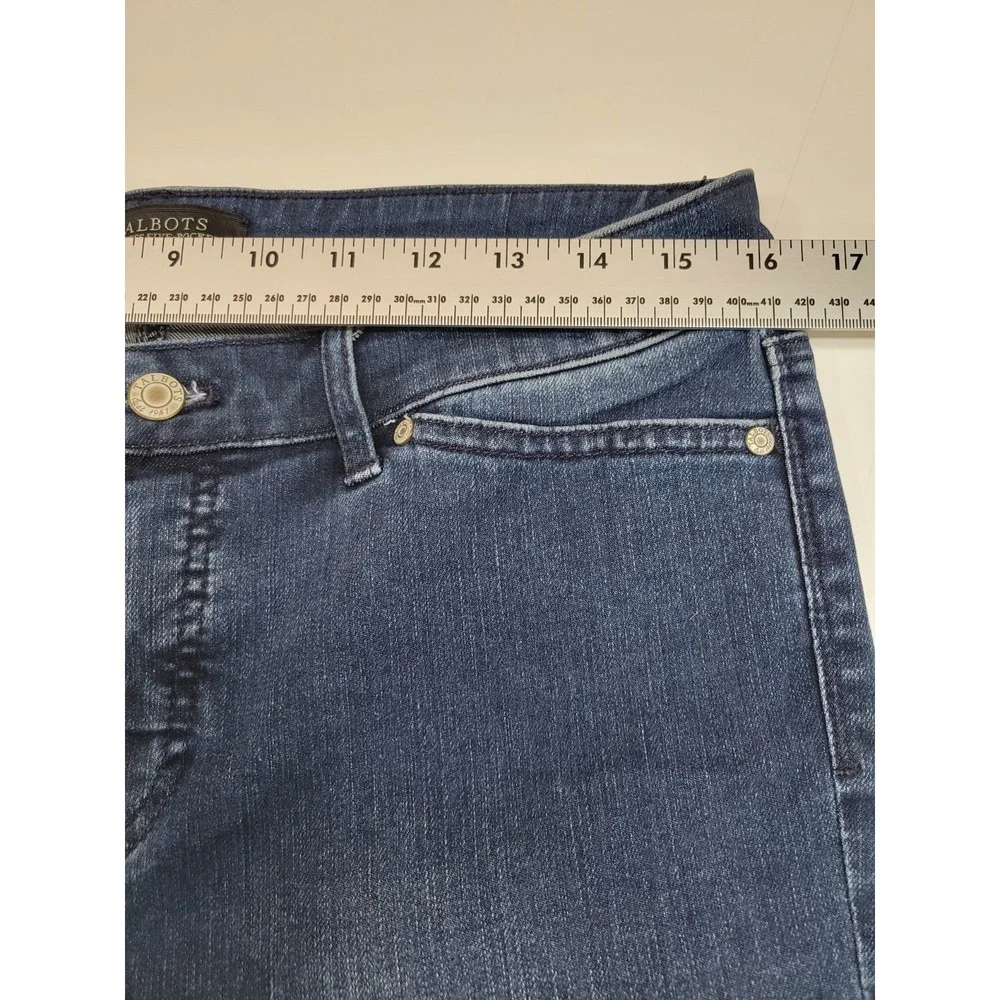 Talbots Flawless Five Pocket Jeans Womens 10P Petite Crop Capri Lace Up Stretch